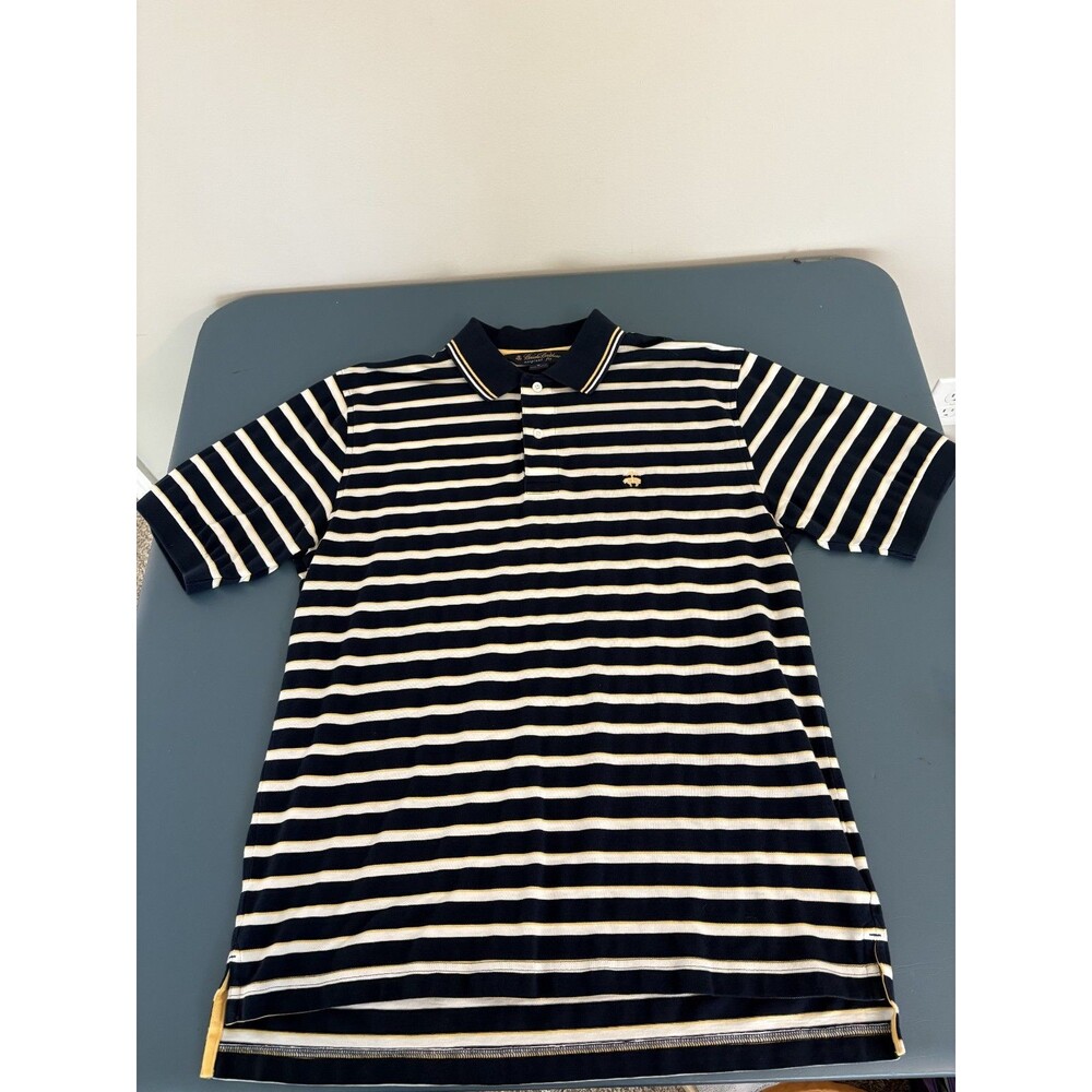 Brooks Brothers Men’s Striped Polo Shirt Medium Blue White Yellow